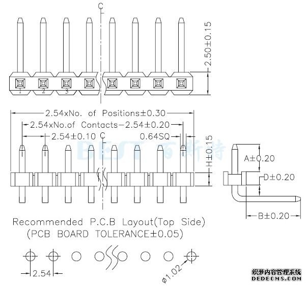 排針排母2.54單排針 90° 排針排母2.54單排針 90°